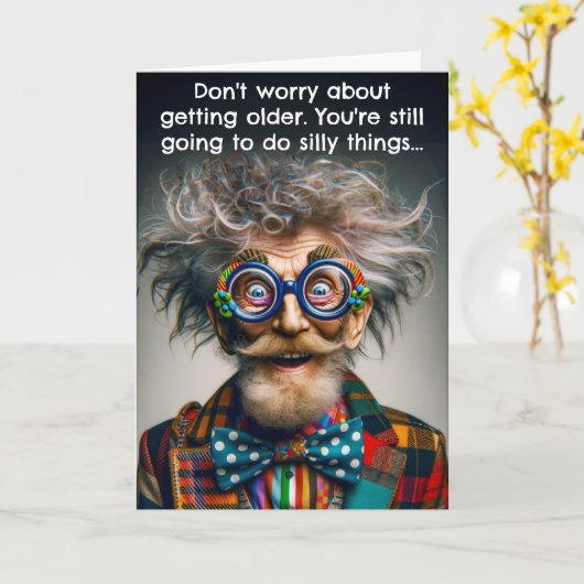 オールドおもしろいエイジ誕生日 カード (黄色い花)