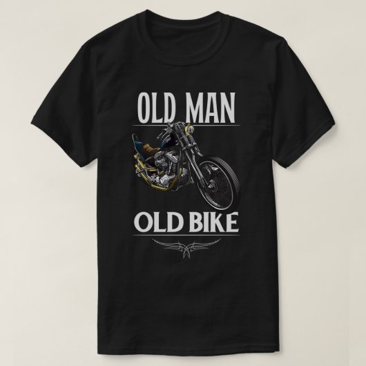 オールドおもしろいバイクもしくは自転車に乗る人誕生日ヴィンテージバイク Tシャツ (デザイン正面)