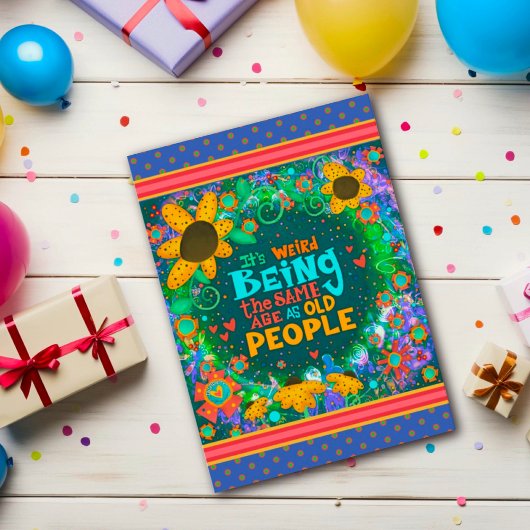 オールドおもしろいピープルフローラおもしろい誕生日インスピレーション カード