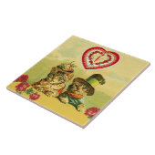 オールドおもしろいファッションバレンタインの猫,ハート,バラ タイル (側面)