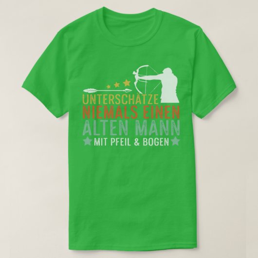 オールドおもしろいマンアーチェリー Tシャツ (デザイン正面)
