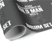 オールドおもしろいマンドラムセットドラマー男性ドラミング ラッピングペーパー (ロールコーナー)