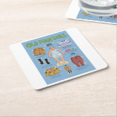 オールドおもしろいマン紙人形 スクエアペーパーコースター (アングル)