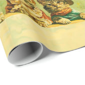 オールドおもしろい・ファッションバレンタインのハート猫 ラッピングペーパー (ロールコーナー)