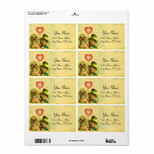 オールドおもしろい・ファッションバレンタインのハート猫 ラベル (フルシート)