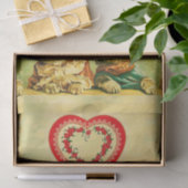 オールドおもしろい・ファッションバレンタインのハート猫 薄葉紙 (ギフト)