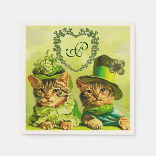 オールドおもしろい・ファッションST.PATRICKのDAY CATSハート スタンダードカクテルナプキン (正面)
