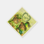オールドおもしろい・ファッションST.PATRICKのDAY CATSハート スタンダードカクテルナプキン (角)