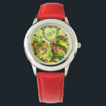 オールドおもしろい・ファッションST.PATRICKのDAY CATSハート 腕時計<br><div class="desc">帽子とシャムロックのハートを持つアンティークの衣装の美しい猫の古いヴィンテージイラストレーションから精巧。</div>