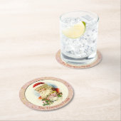 オールドすてき・セント・ニックがヴィンテージ人形を持って ラウンドペーパーコースター (インサイチュ)