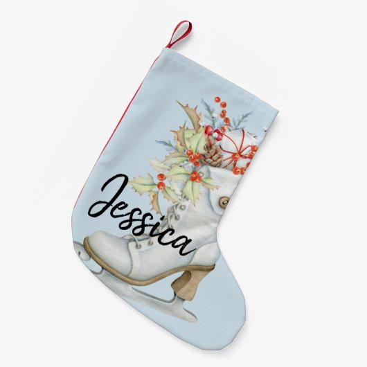 オールドアイスファッションドスケートパーソナライズされたストッキング スモールクリスマスストッキング (正面 (吊り時))