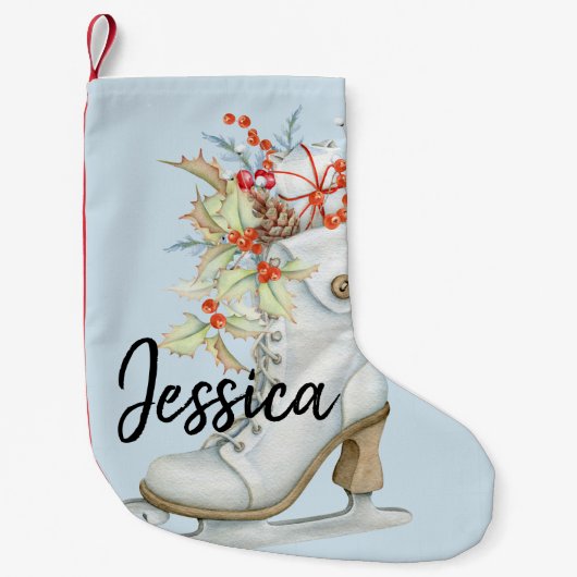 オールドアイスファッションドスケートパーソナライズされたストッキング スモールクリスマスストッキング (正面)