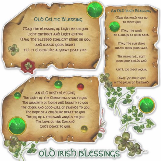 オールドアイリッシュクリスマス恵み羊皮紙 シール (正面)