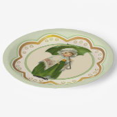 オールドアイルランドアイリッシュアンブレラガール ペーパープレート (アングル)