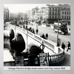 オールドアイルランド、1902年のパトリック橋、コルクシティ ポスター