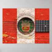 オールドアコースティックギターに関するペルー国旗 ポスター (正面)