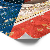 オールドアコースティックギターのプエルトリコ国旗 ポスター (角)