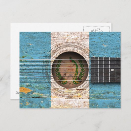 オールドアコースティックギター国旗 ポストカード (正面/裏面)