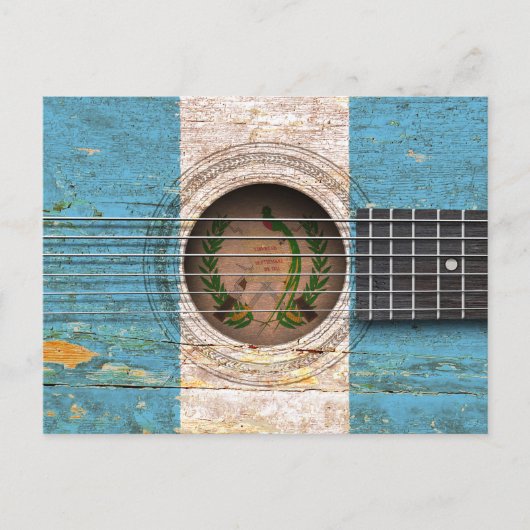 オールドアコースティックギター国旗 ポストカード (正面)