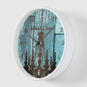 オールドアパーソナライズされたアクア素朴ウッドシャンデリア 壁時計 (傾斜)