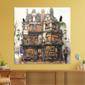 オールドアムステルダムブックショップアート キャンバスプリント (インサイチュ (リビング))