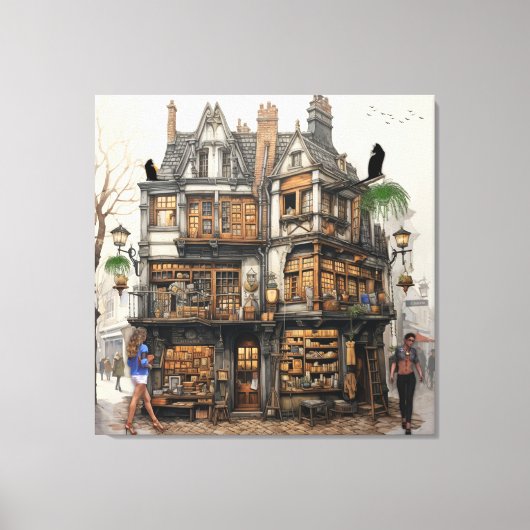 オールドアムステルダムブックショップアート キャンバスプリント (正面)