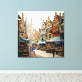 オールドアムステルダムマーケットアート キャンバスプリント (インサイチュ (ウッドフロア))