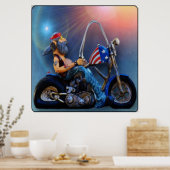 オールドアメリカンバイクもしくは自転車に乗る人 ポスター (キッチン)