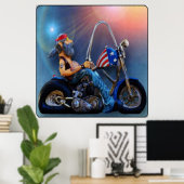 オールドアメリカンバイクもしくは自転車に乗る人 ポスター (ホームオフィス)