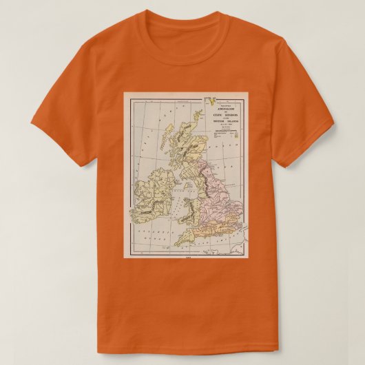 オールドアングロサクソンのイギリス諸島の地図1901ヴィンテージグレア Tシャツ (デザイン正面)