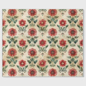 オールドアンティーククリスマスダマスク ラッピングペーパー (フラット)
