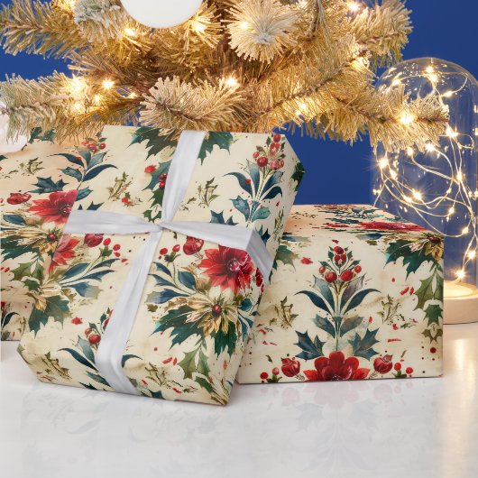 オールドアンティーククリスマスダマスク ラッピングペーパー (クリスマス)