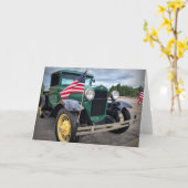 オールドアンティークフォードトラック カード (黄色い花)