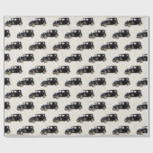 オールドアンティークブラックカーラッピング紙 ラッピングペーパー (フラット)