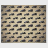 オールドアンティークブラックカー ラッピングペーパー (フラット)