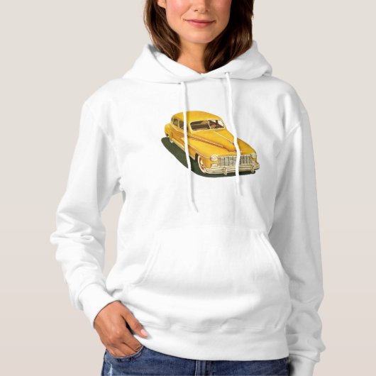 オールドイエローカーウォメンズフード付きスウェットシャツ パーカ (正面)