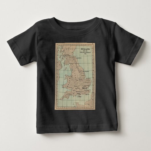 オールドイングランドの地図 ベビーTシャツ (正面)