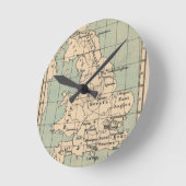 オールドイングランドの地図 ラウンド壁時計 (傾斜)