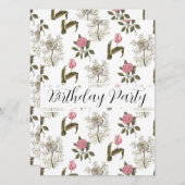 オールドイングリッシュガーデンフローラ誕生日 招待状 (正面/裏面)