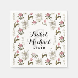 オールドイングリッシュガーデンヴィンテージフローラルパターン スタンダードカクテルナプキン