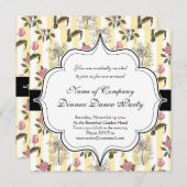 オールドイングリッシュガーデンヴィンテージフローラルパターン 招待状 (正面/裏面)