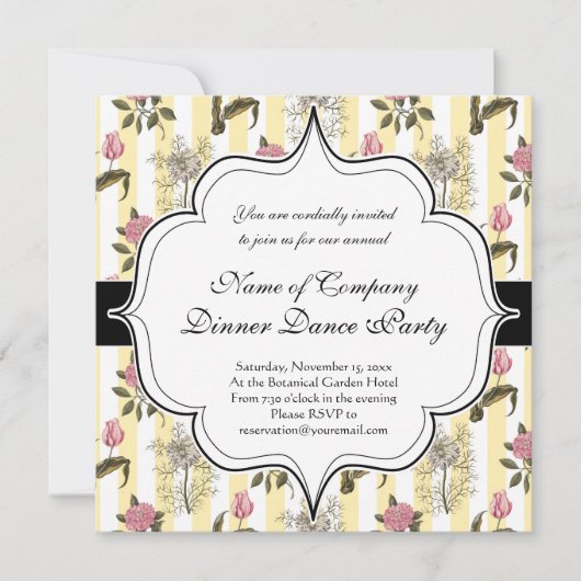 オールドイングリッシュガーデンヴィンテージフローラルパターン 招待状 (正面)