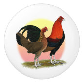 オールドイングリッシュゲームバンタム： BBレッド セラミックノブ (正面)