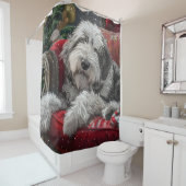 オールドイングリッシュシェプドッグクリスマスフェスティバル シャワーカーテン (インサイチュ)