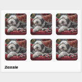 オールドイングリッシュシェプドッグクリスマスフェスティバル スクエアシール (シート)