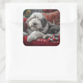オールドイングリッシュシェプドッグクリスマスフェスティバル スクエアシール (バッグ)
