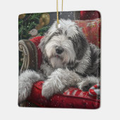 オールドイングリッシュシェプドッグクリスマスフェスティバル セラミックオーナメント (左)