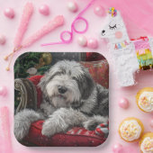 オールドイングリッシュシェプドッグクリスマスフェスティバル ペーパープレート (パーティー)