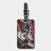 オールドイングリッシュシェプドッグクリスマスフェスティバル ラゲッジタグ (正面縦)