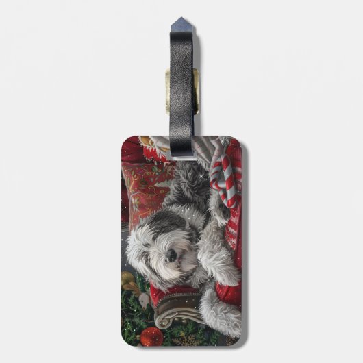 オールドイングリッシュシェプドッグクリスマスフェスティバル ラゲッジタグ (裏面縦)